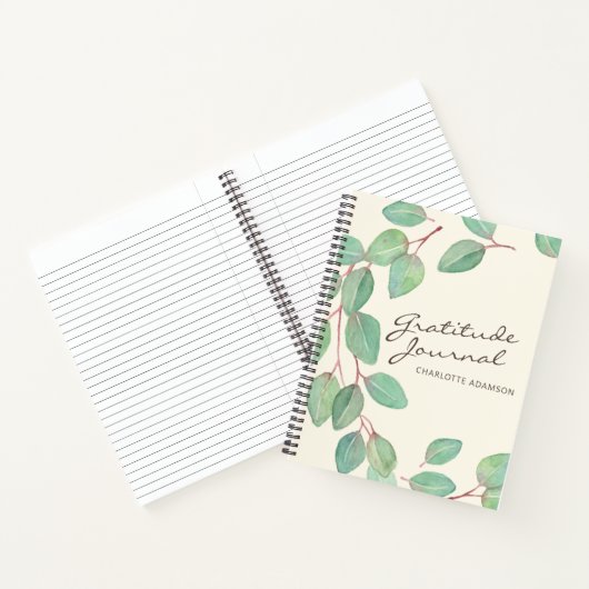 Stijlvolle Eucalyptus Waterverf - Aangepaste dankb Notitieboek (Binnen)