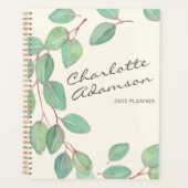 Stijlvolle Eucalyptus Waterverf Custom Name 2025 Planner (Voorkant)