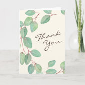 Stijlvolle Eucalyptus-Waterverf in groen Bedankkaart (Voorkant)