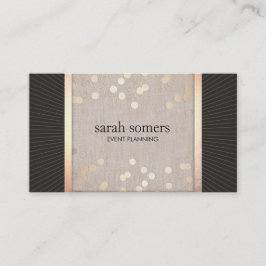 Stijlvolle Event Planner Chic Gold Confetti Linnen Visitekaartje