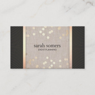 Stijlvolle Event Planner Chic Gold Confetti Linnen Visitekaartje