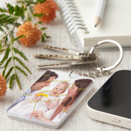 Stijlvolle Fab Photo Collage Cool Family Sleutelhanger (Voorkant Rechts)