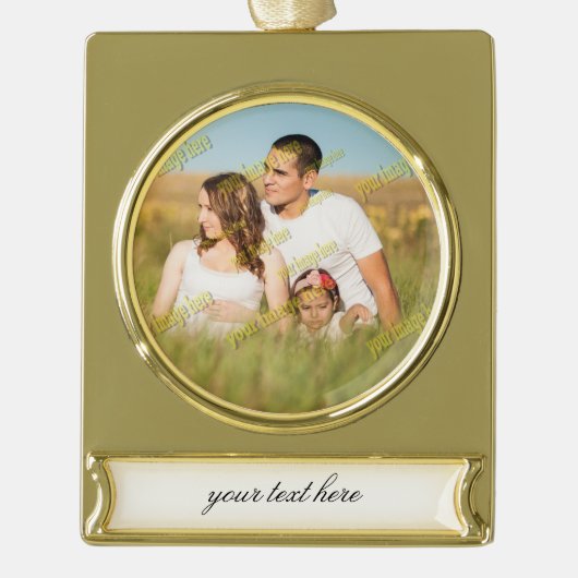 Stijlvolle Fab Photo Collage Cool Family Verguld Banner Ornament (Voorkant)