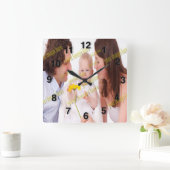 Stijlvolle Fab Photo Collage Cool Family Vierkante Klok (Huis)