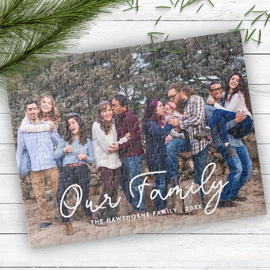Stijlvolle familie fotoscript typografie Aangepast Legpuzzel