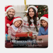 Stijlvolle familiefoto Kerstmis Keramisch Ornament (Voorkant)