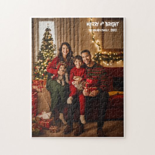 Stijlvolle familiefoto Kerstmis Legpuzzel (Verticaal)