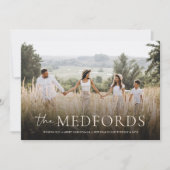 Stijlvolle familienaam Elegant Bloemen Terug Kerst Feestdagenkaart (Voorkant)