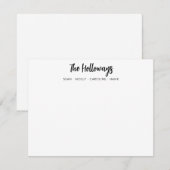 Stijlvolle familienaam Zwarte handgeschreven scrip Notitiekaartje (Voorkant / Achterkant)