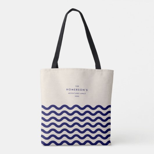 Stijlvolle familievakantie marinierblauwe tropisch tote bag (Achterkant)