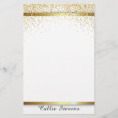 Stijlvolle Fancy Chic Gold Glitter Stripes on Whit Briefpapier (Voorkant)