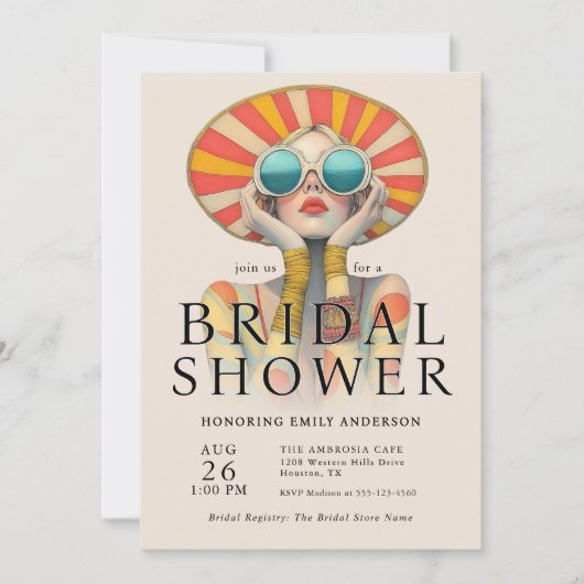 Stijlvolle fashionista bruids douche uitnodiging (Voorkant)