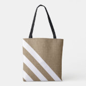 Stijlvolle Faux Burlap White Stripes Tote Bag (Achterkant)