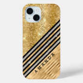 Stijlvolle faux Crystal en Gold glitter Persoonlij Case-Mate iPhone Case (Achterkant)