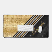 Stijlvolle faux Crystal Gold en zwarte faux glitte Bureaumat (Keyboard & Muis)