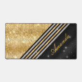 Stijlvolle faux Crystal Gold en zwarte faux glitte Bureaumat (Voorkant)