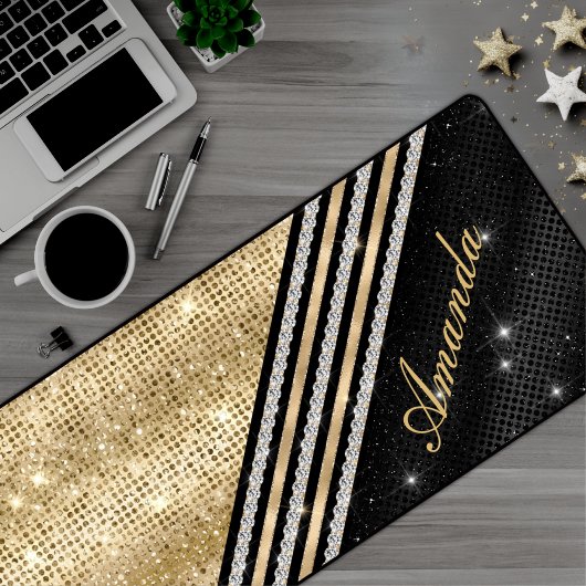 Stijlvolle faux Crystal Gold en zwarte faux glitte Bureaumat
