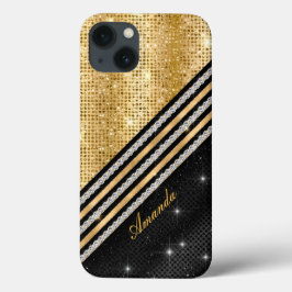 Stijlvolle faux Crystal Gold en zwarte persoonlijk Case-Mate iPhone Case