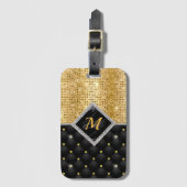 Stijlvolle faux Crystal Gold zwarte diamantmonogra Bagagelabel (Voorkant (verticaal))