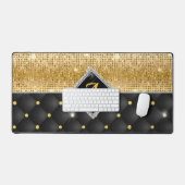 Stijlvolle faux Crystal Gold zwarte diamantmonogra Bureaumat (Keyboard & Muis)