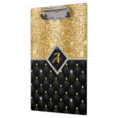 Stijlvolle faux Crystal Gold zwarte diamantmonogra Klembord (Links)