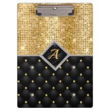 Stijlvolle faux Crystal Gold zwarte diamantmonogra