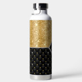 Stijlvolle faux Crystal Gold zwarte diamantmonogra Waterfles (Rechts)