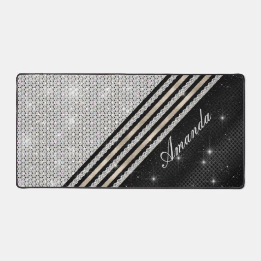 Stijlvolle faux Crystal Silver en zwart, persoonli Bureaumat (Voorkant)