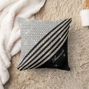 Stijlvolle faux Crystal Silver en zwart, persoonli Kussen