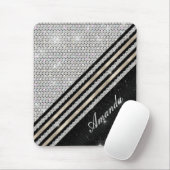 Stijlvolle faux Crystal Silver en zwart, persoonli Muismat (Met muis)