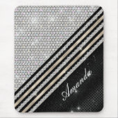 Stijlvolle faux Crystal Silver en zwart, persoonli Muismat (Voorkant)