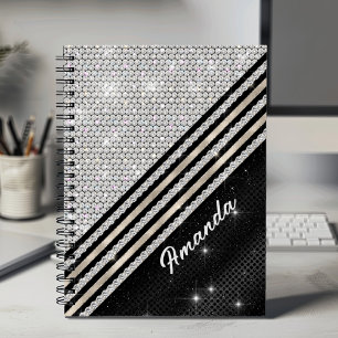 Stijlvolle faux Crystal Silver en zwart, persoonli Notitieboek