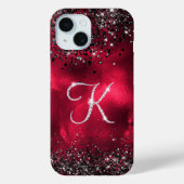 Stijlvolle faux Crystal strass letter K rood zwart Case-Mate iPhone Case (Achterkant)