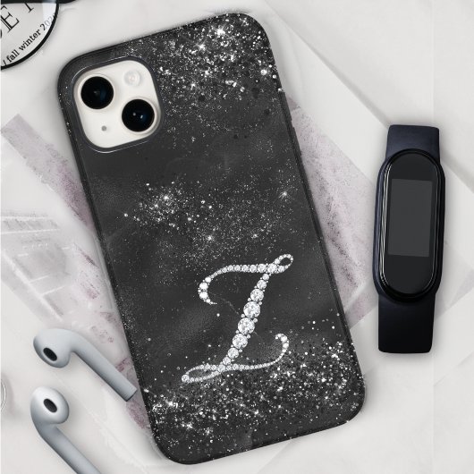 Stijlvolle faux Crystal strass letter Z zwart Case-Mate iPhone Case