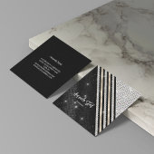 Stijlvolle faux Crystal zilver en zwart gepersonal Vierkante Visitekaartje