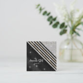 Stijlvolle faux Crystal zilver en zwart gepersonal Vierkante Visitekaartje (Staand voorkant)