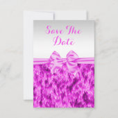 Stijlvolle Faux Fur & Roze Bow Birthday Save the D Save The Date (Voorkant)