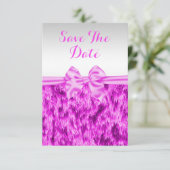 Stijlvolle Faux Fur & Roze Bow Birthday Save the D Save The Date (Staand voorkant)