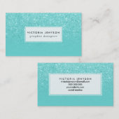 Stijlvolle faux glitter ombre blauwgroen block cus visitekaartje (Voorkant / Achterkant)