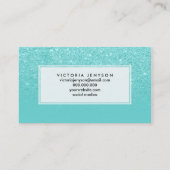 Stijlvolle faux glitter ombre blauwgroen block cus visitekaartje (Achterkant)