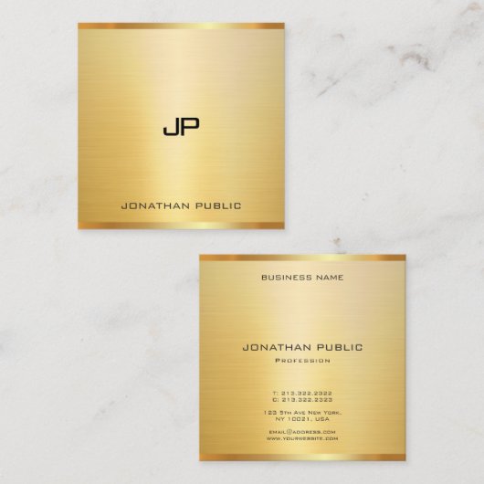 Stijlvolle Faux Gold Elegant Sjabloon Modern Trend Vierkante Visitekaartje (Voorkant / Achterkant)