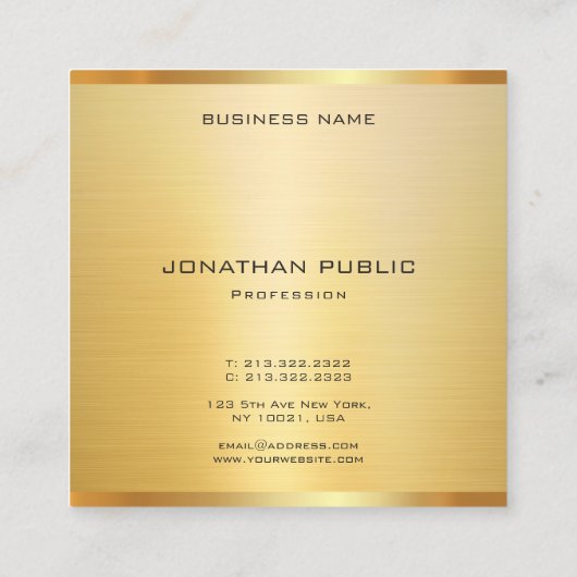 Stijlvolle Faux Gold Elegant Sjabloon Modern Trend Vierkante Visitekaartje (Achterkant)