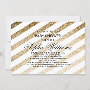 Stijlvolle Faux Gold Glitter Baby shower Invitatio Kaart