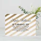 Stijlvolle Faux Gold Glitter Birthday Invitation Kaart (Staand voorkant)