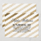 Stijlvolle Faux Gold Glitter Birthday Invitation Kaart (Voorkant / Achterkant)