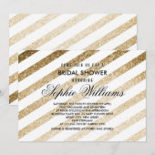 Stijlvolle Faux Gold Glitter Bridal Shower-uitnodi Kaart (Voorkant / Achterkant)
