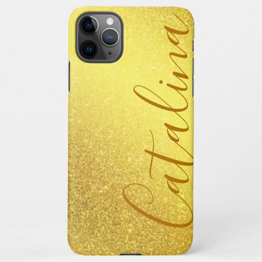 Stijlvolle Faux Gold Glitter Geel Honing Aangepast iPhone Hoesje (Achterkant)