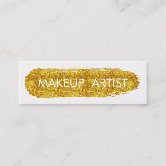 Stijlvolle Faux Gold Glitter Makeup Artist Mini Visitekaartje (Voorkant)