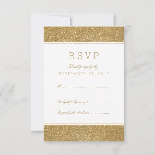 Stijlvolle Faux Gold Glitter Response RSVP-kaart RSVP Kaartje (Voorkant)
