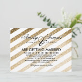 Stijlvolle Faux Gold Glitter Wedding Invitation Kaart (Staand voorkant)